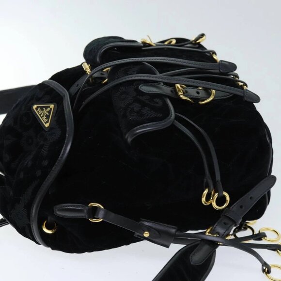 PRADA Quilted Backpack Velor Black Auth 73128AV - Picture 5 of 16